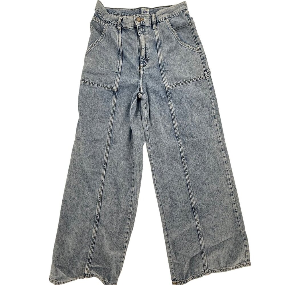Vintage Lee Workwear Womens Wide-Leg Denim Jeans, Size 30, High-Waist Relax Fit - Picture 1 of 10
